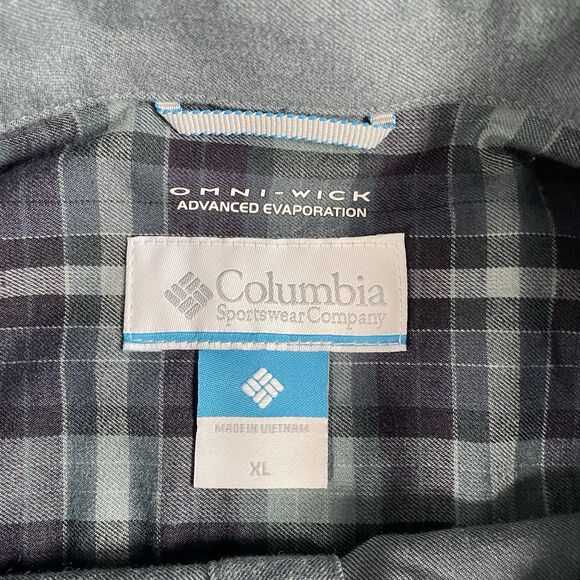 Columbia Omni Wick Long Sleeve Button Up Shirt Mens Flip Cuff Gray Size XL - Picture 7 of 13